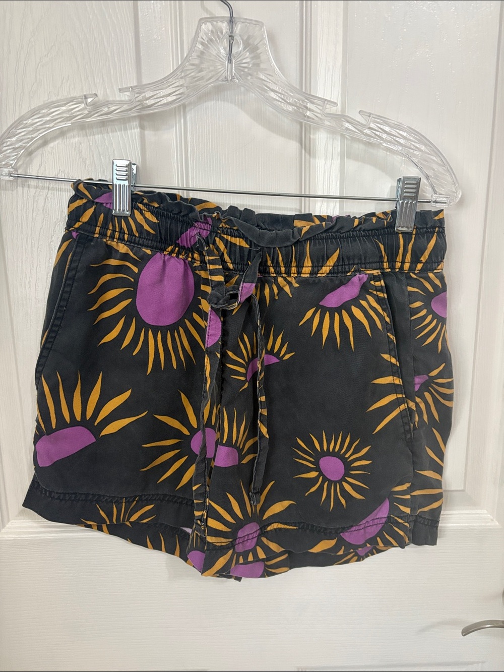 C & C  California women’s Black Sun-Print Drawstring Shorts